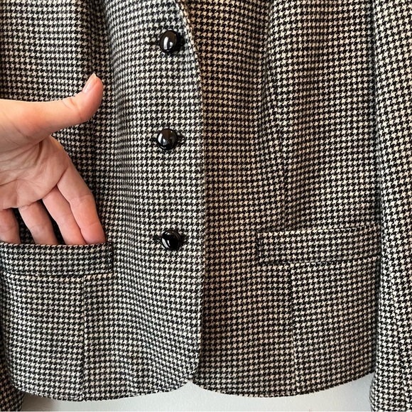 Vintage Wool Houndstooth Blazer British Wool Dark Academia Preppy women’s Size 8 - Picture 3 of 16